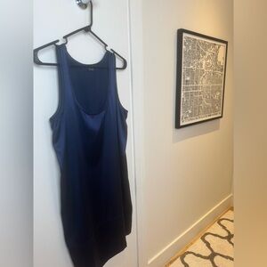 Theory Farica Silk Tank Dress 8 | Navy Blue Minimalist Sheath